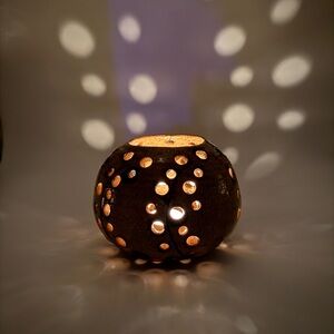 Vintage Studio Art Pottery Round Flower Frog Vase Or Candle Holder Wheel-Thrown